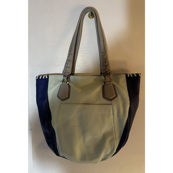 Pocketbook Oryani Tri Color Leather Shoulder Tote Double Shoulder Straps - Picture 2 of 12